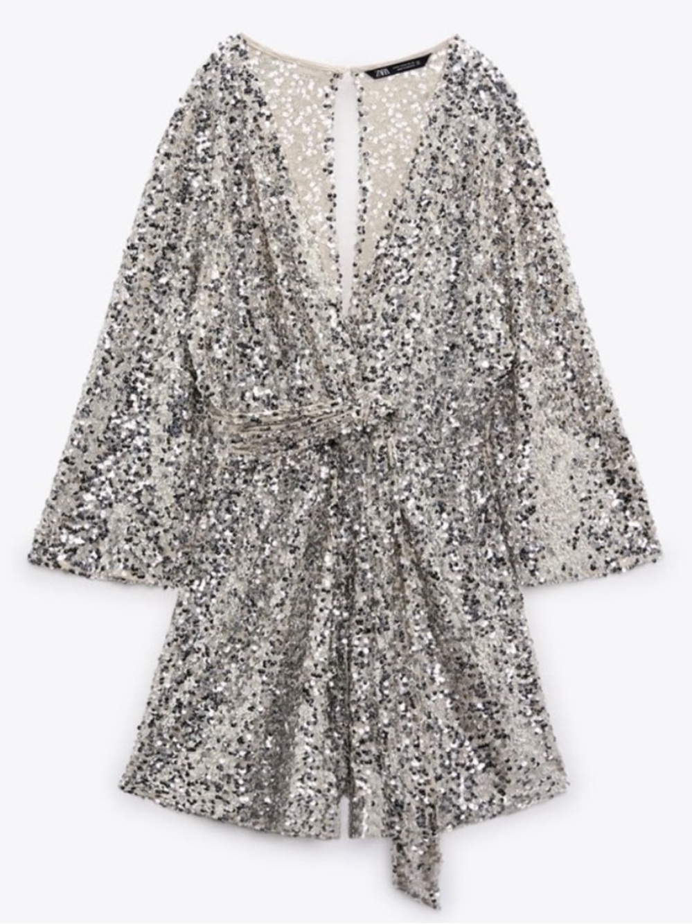 Zara Silver Sequin Wrap Romper